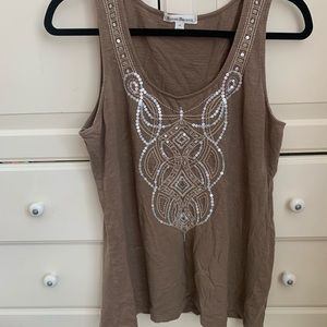 Embroidered brown top